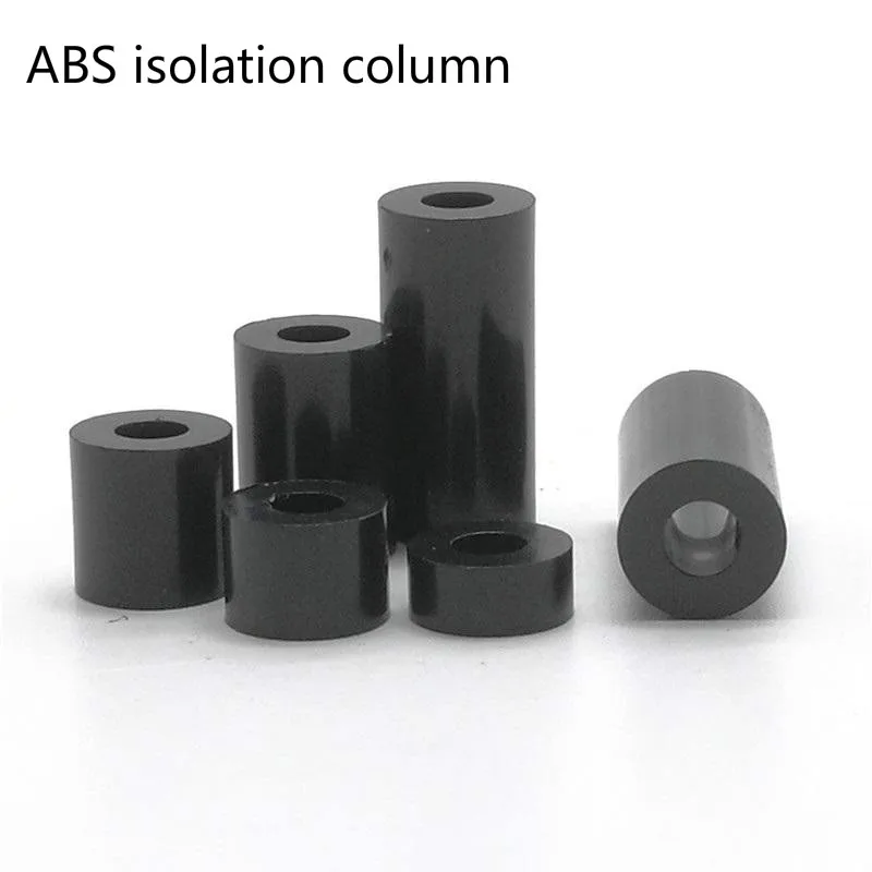 25pcs M3 M4 distanziale tondo in ABS nero distanziale distanziatore Non filettato in Nylon rondella tonda vuota