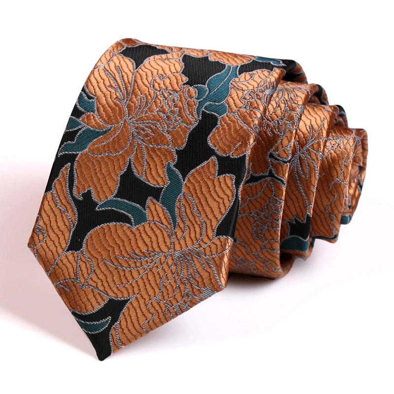 New Design Men Luxury Business Neck Tie High Quality Floral Jacquard 7CM Tie For Men Business Suit Work Necktie With Gift Box