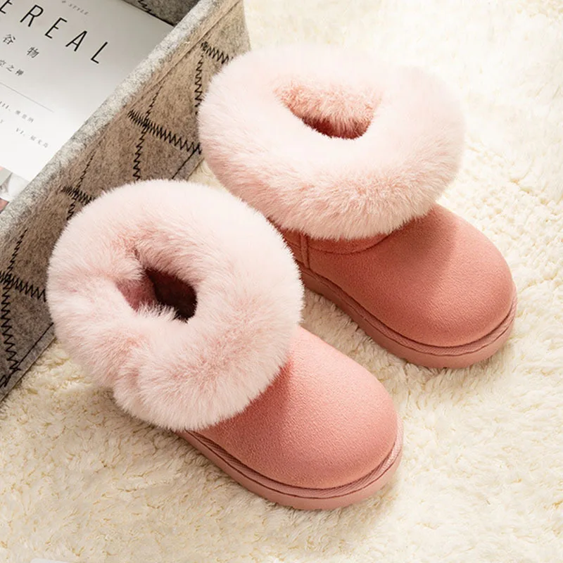 

baby First Walkers infants warm shoes Faux fur girls baby booties Leather boy baby Snow boots winter