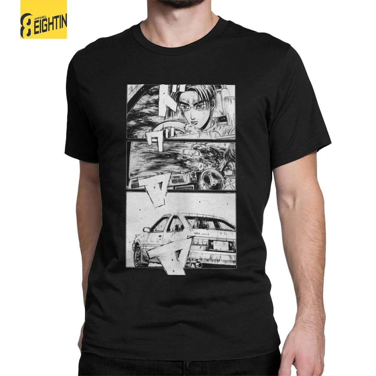 Initial D Manga Takumi Drift Men\'s T Shirt Hipster Tee Shirt Short Sleeve Crewneck T-Shirt Cotton 4XL 5XL Clothing