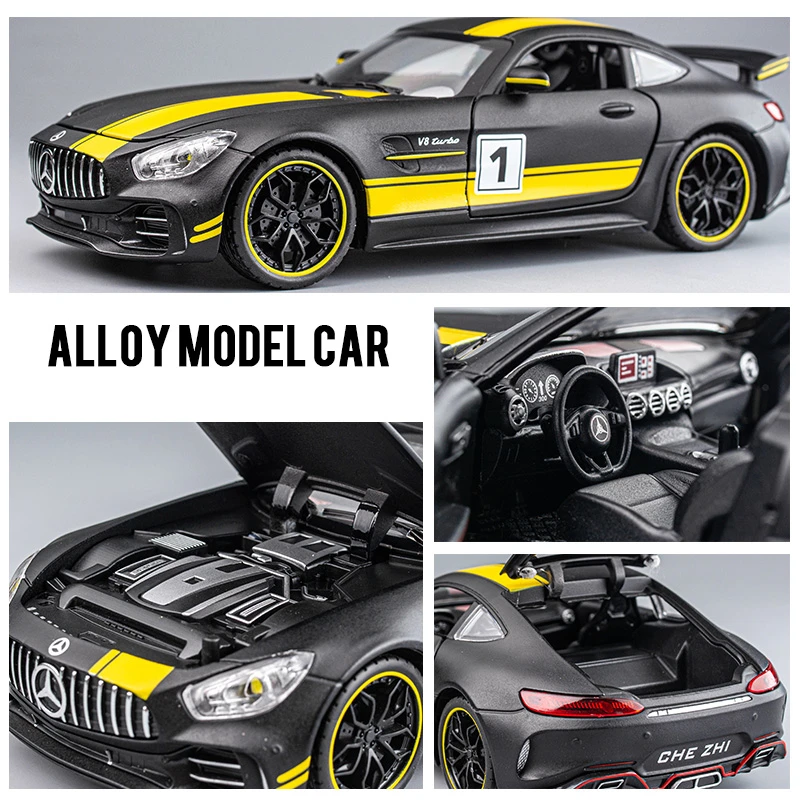 1/24 Benzs-GT GTR Alloy Racing Car Model Diecasts & Toy Vehicles Metal Car Model Simulation Sound Light Collection Kids Toy Gift