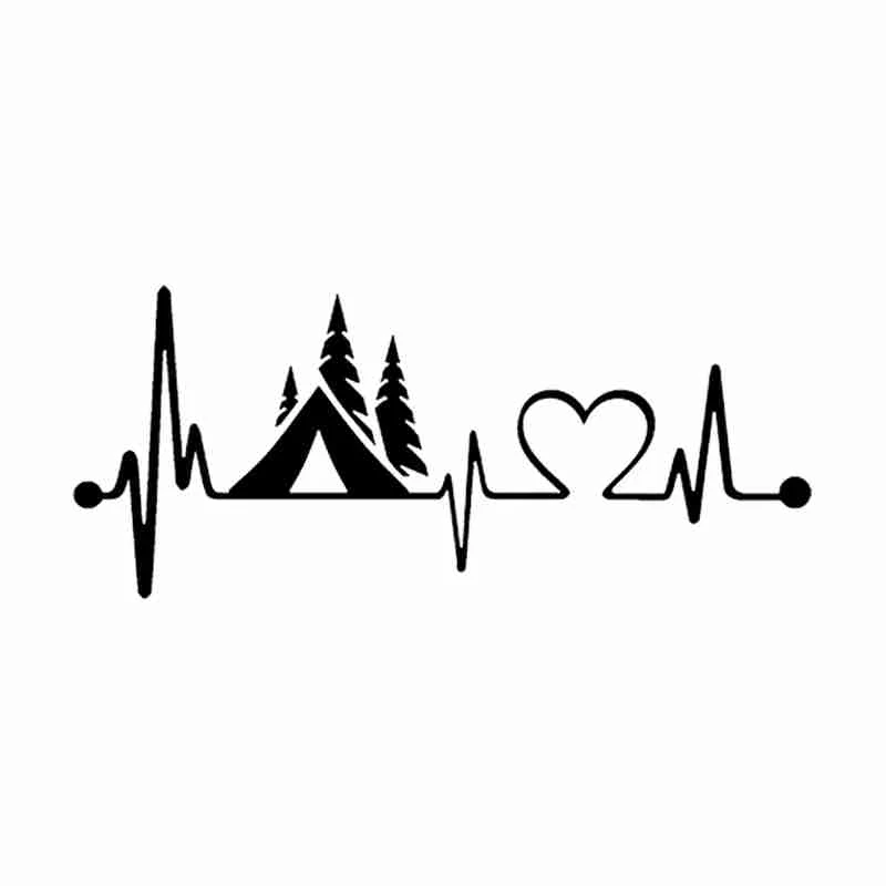 

Car Sticker Tent Camper Heartbeat Lifeline Monitor Camper Sticker Car External Accessories Waterproof PVC Decal, 20cm*8cm