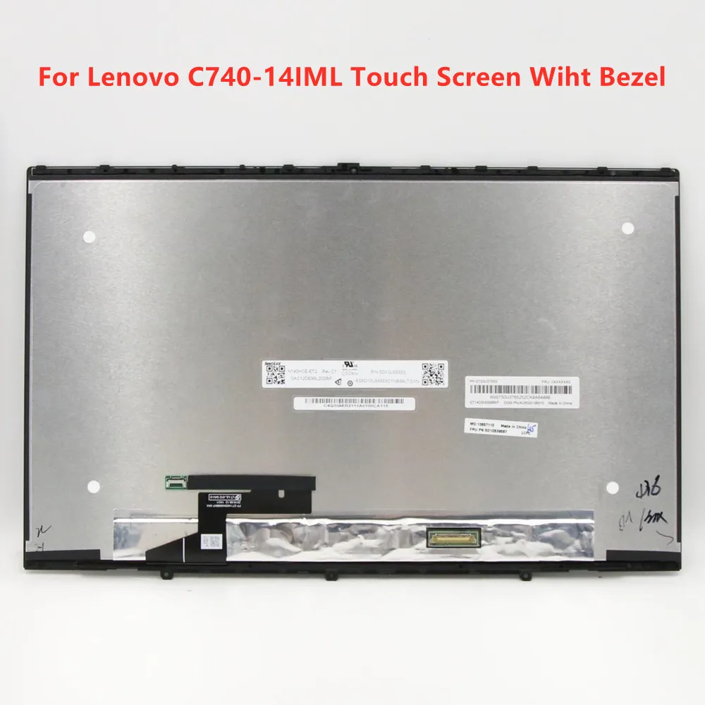 

N140HCE-ET2 NV140FHM-N65 LCD Screen Touch Digitizer Glass Assembly 5D10S39587 With Bezel For Lenovo C740-14IML Touch Screen