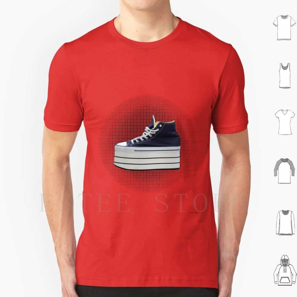 Platforms T Shirt DIY Big Size 100% Cotton Sneakers 1990s 90s Clubbing High Tops Collage Retro Vintage Orange Pop Art Collage