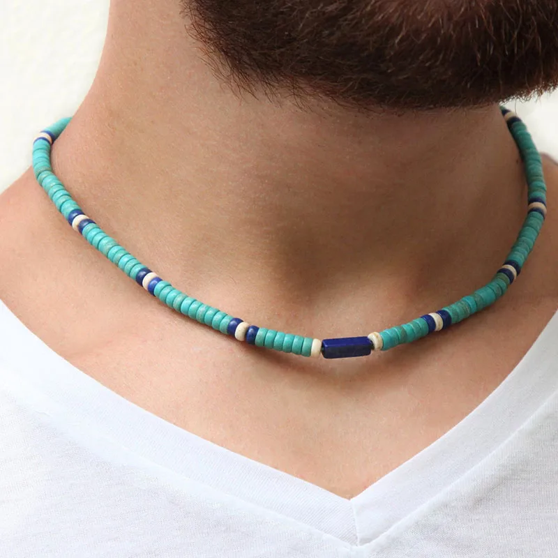 Mens Tribal Necklace, Mens Surf Necklace, Mens Boho Necklace Mens Necklace, Tiger\'s Eye Black Onyx Mens Necklace
