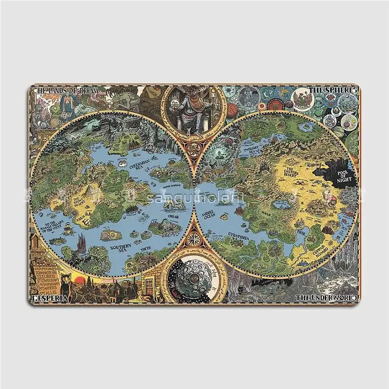 Hp Lovecraft Dreamland Map Metal Sign Club Party Party Design Wall Decor Tin Sign Poster