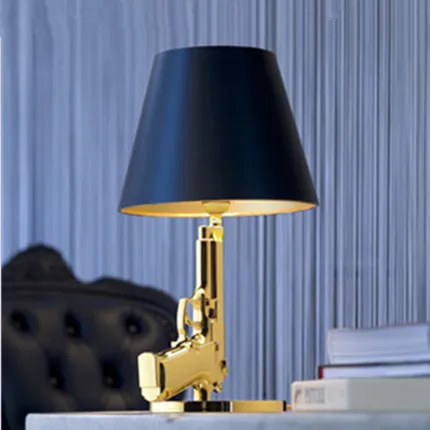 Guangsg Life Gilded Pistol Table Lamp Hotel Bedside Study Simple Modern Pistol Lamp Decoration