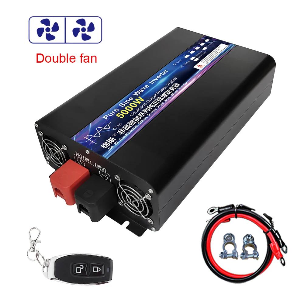 Imagem -02 - Inversor Solar de Controle Remoto do Carro Inversor de Onda Senoidal Pura Conversor 2000w 4000w 5000w dc 12v 24v 48v a 110v ac 127v 220v