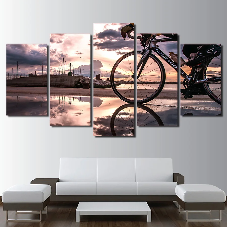 

Bicycle Sunshine Cycling Canvas Painting, Wall Pictures, Modern Home Decor, Living Room Decoration, Posters, 5 Pcs