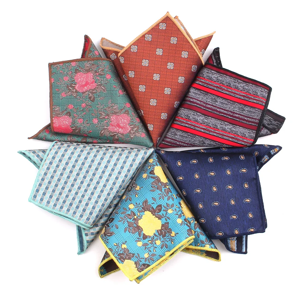 

Jacquard Floral Pocket Square For Men Women Flower Chest Towel Hanky Gentlemen Hankies Men's Striped Handkerchief Pocket Towel