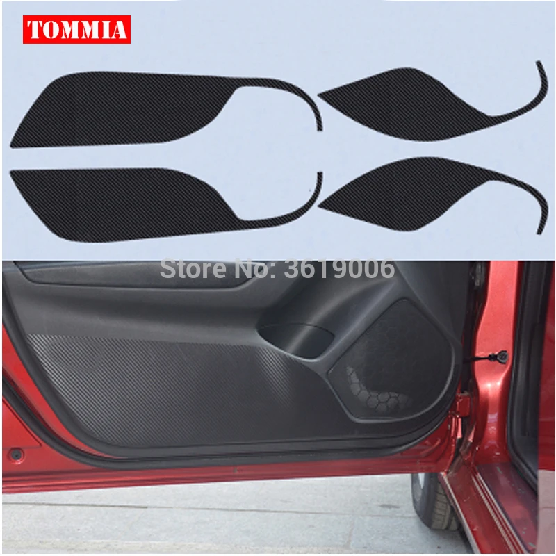 TOMMIA For Mazda 3 Axela 2014-2016 Car Inside Door Cover Scratch Protection Anti Kick Pads Carbon Fiber Stickers 4pcs