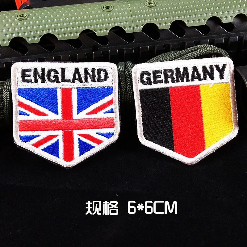 British German Flag Hook and Loop Armband Embroidered Cloth Badge United Kingdom Army Tactical Military Bag Hat Clothes Stickers