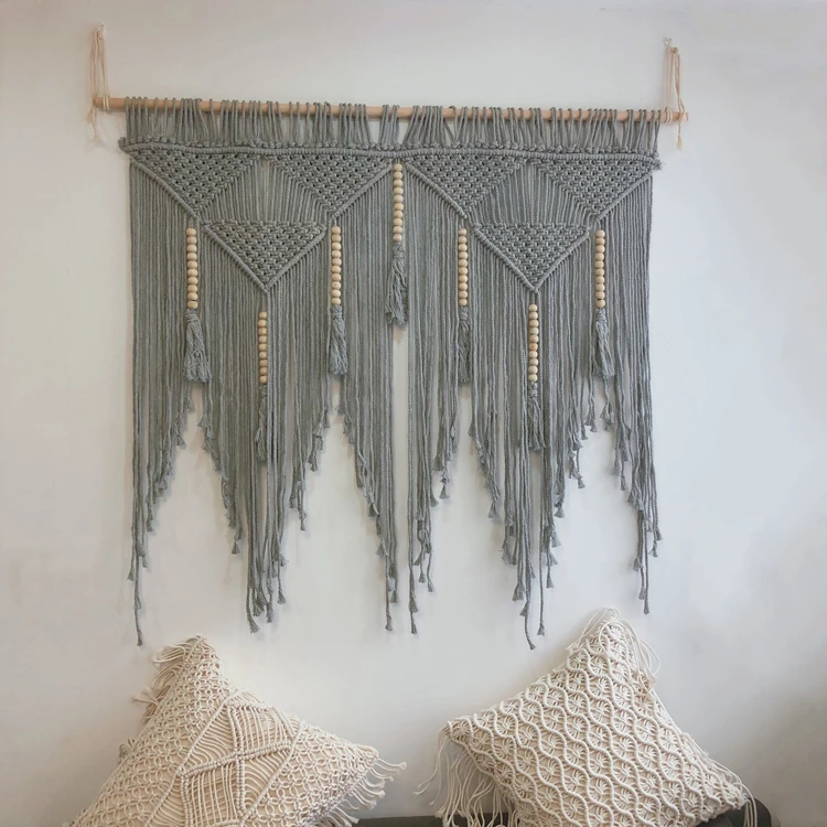 1pcs Large Macrame Tapestry Wall Hanging Bohemian Geometric Handmade Tassel Woven Tapestry Boho Bedroom Living Room Decoration