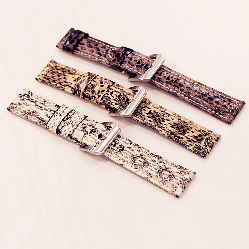 Luxury Snake Skin Pattern Genuine Leather Pin Buckle Watch Strap Accessories 20MM 22MM 24MM for Men\'s and Women\'s Watches