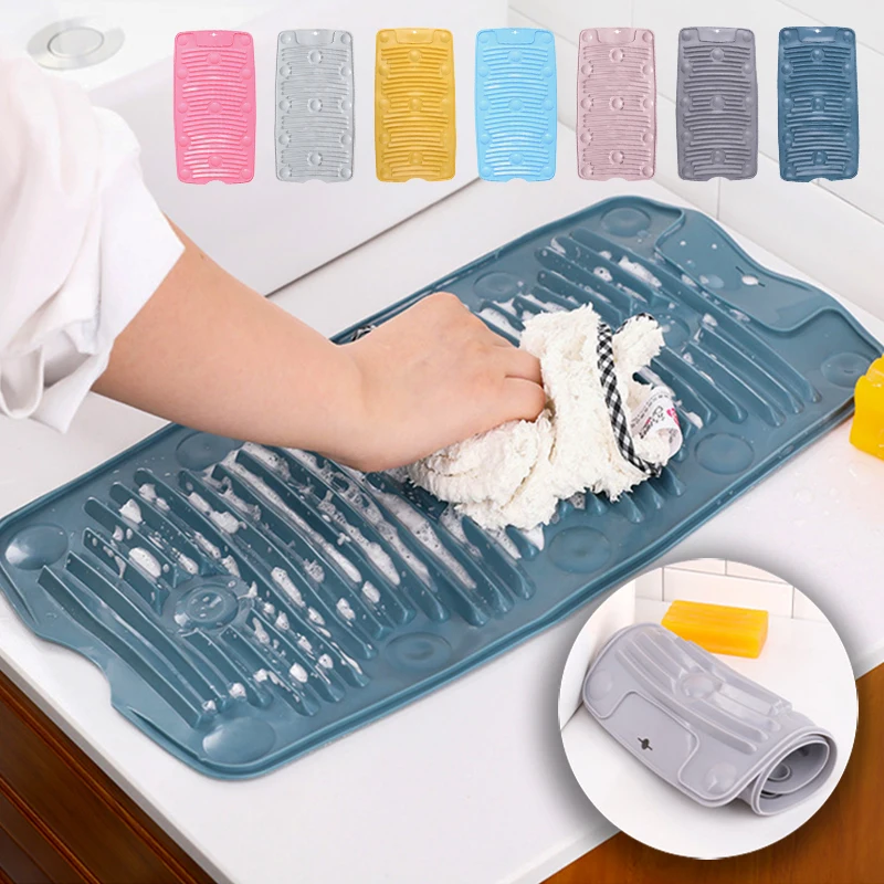 

Practical Laundry Tool Portable Household Folding Mini Silicone Washboard Sucker Non-slip Laundry Mat Washing Board