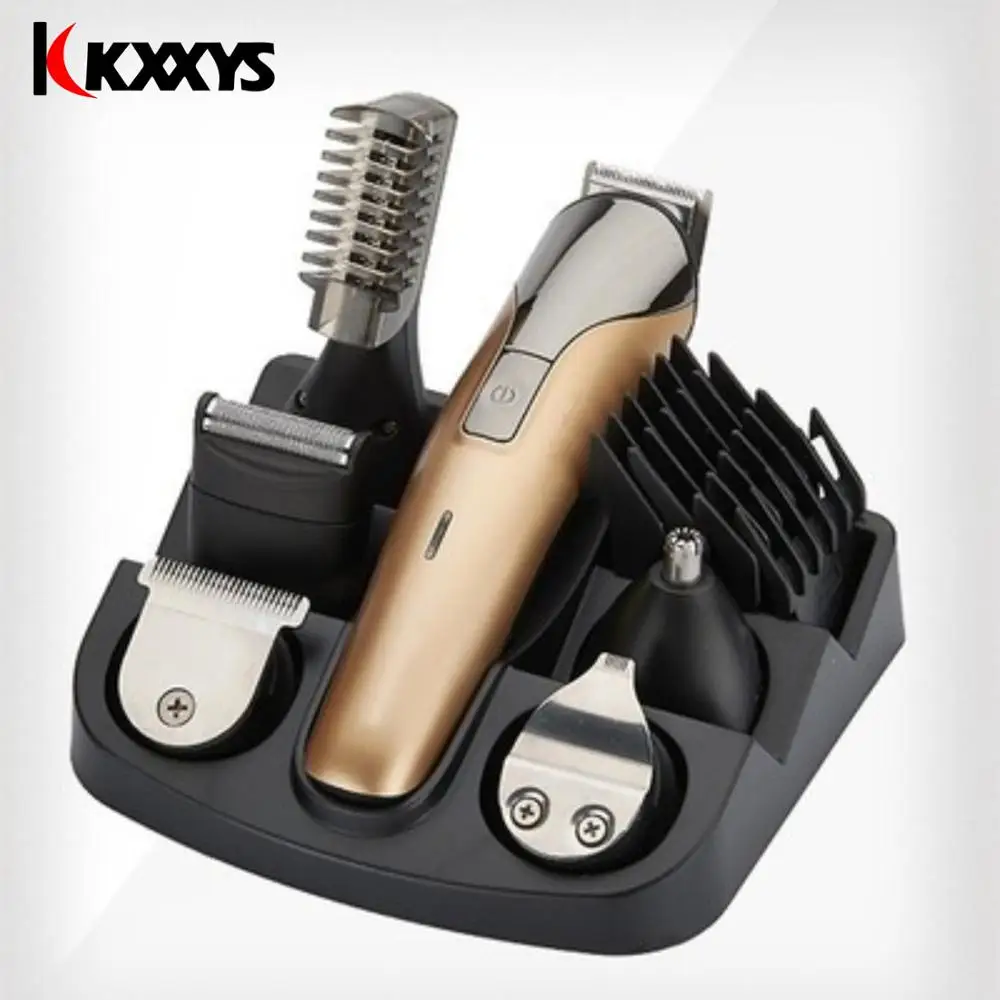 6 في 1 الكهربائية الشعر المتقلب الشعر المقص الحلاقة مجموعات الحلاقة قابلة للشحن ماكينة حلاقة اللحية الرجال آلة الحلاقة قطع الأنف المتقلب