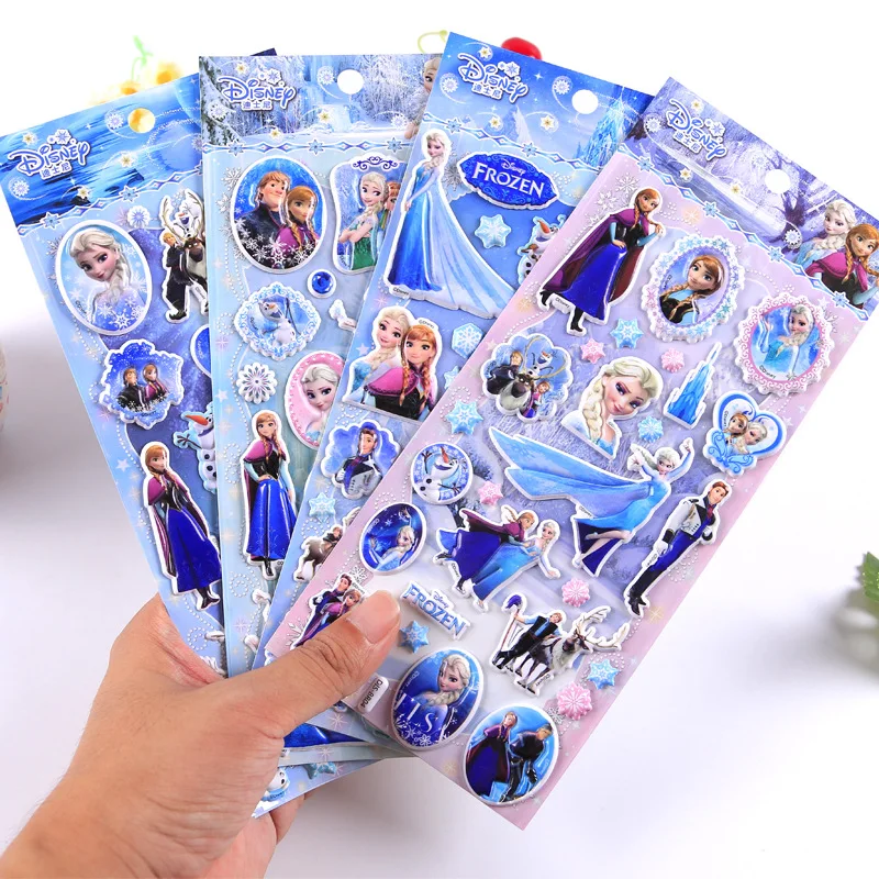 1pcs Disney Frozen Anna and Elsa Cartoon Stickers Kids Bedroom 3D Craft Decals Label Stationery Album Stickers Gifts