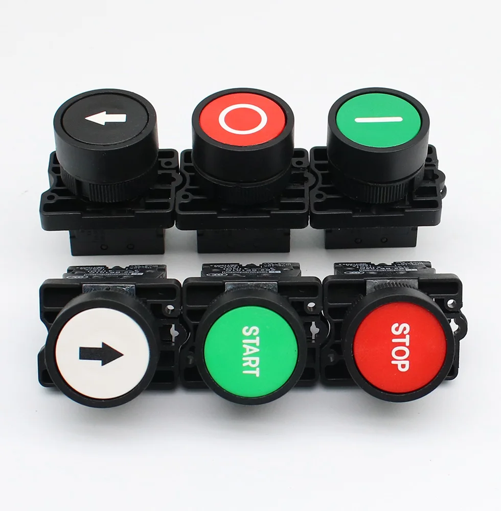 

High quality 22mm XB2 Momentary/Self-reset Plastic Push Button Switch with Symbol Stop Start arrow 10A/600V