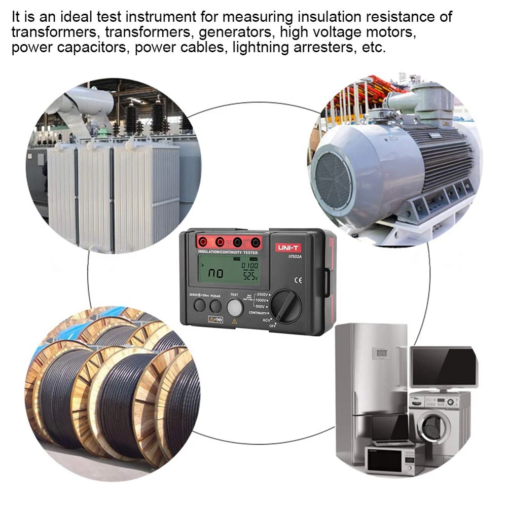 UNI-T UT502A Insulation Resistance Tester Megohmmeter Voltage Multimeter DC 500V 1000V 2500V AC 30V-600V Red Gray