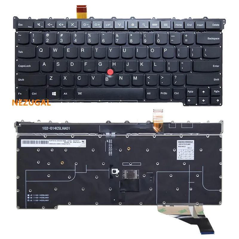 

US English Backlit Keyboard for Lenovo Thinkpad X1 Carbon 3rd Gen 2015 20BS 20BT Backlight Teclado SM20G18605 00HT300