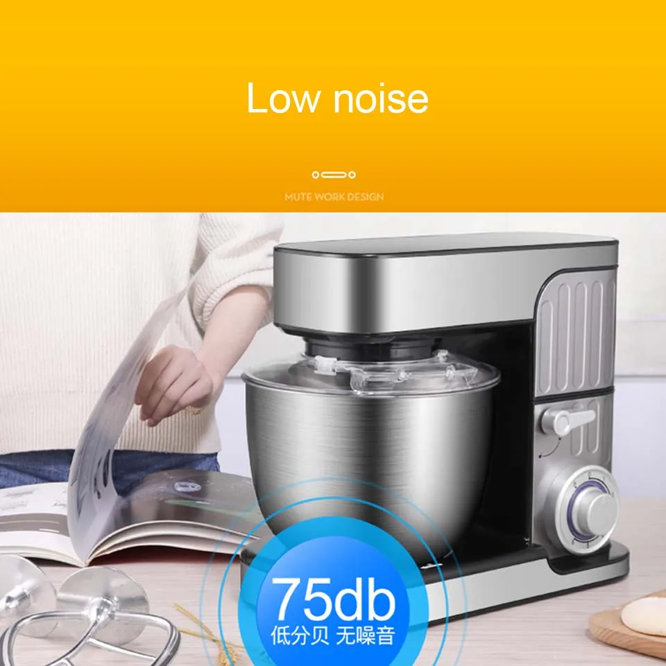 خلاط طعام للمطبخ 6 سرعات من الفولاذ المقاوم للصدأ ، خلاط طعام للكريما ، خفقت البيض ، خفق العجين ، خلاط الخبز ، صانع معدات معدنية