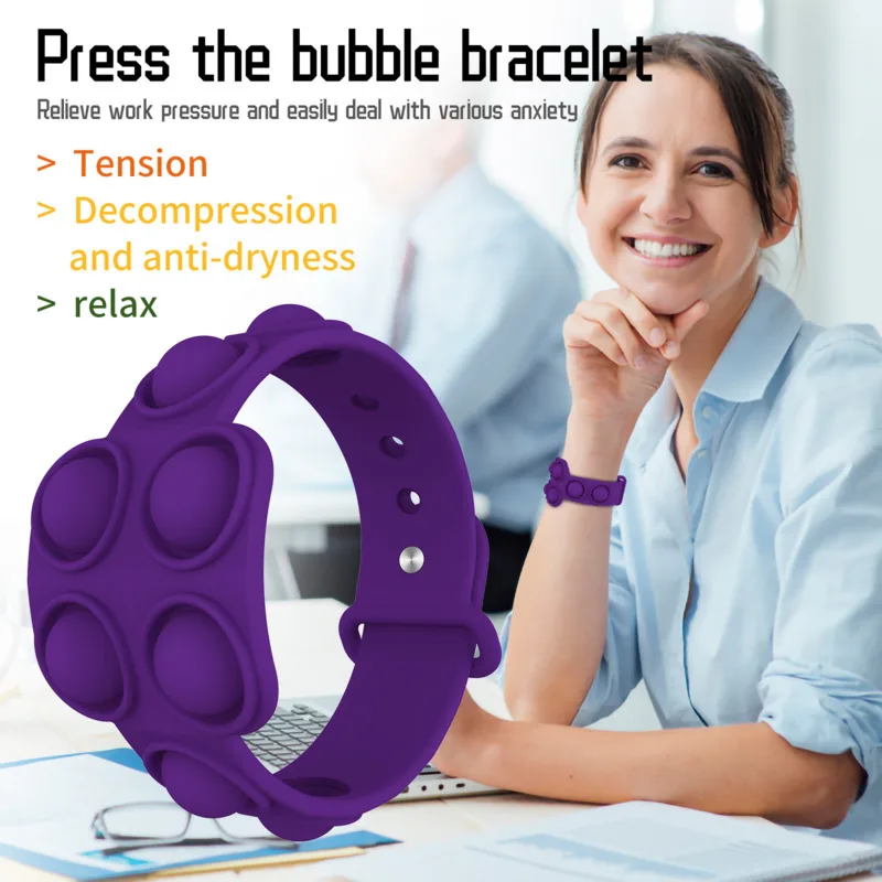 Push Bubble Sensory Fidget Toy Bubble Bracelet Stress Relief Toys For Children Adult Squishy Anti-stress Fidget It Decompression