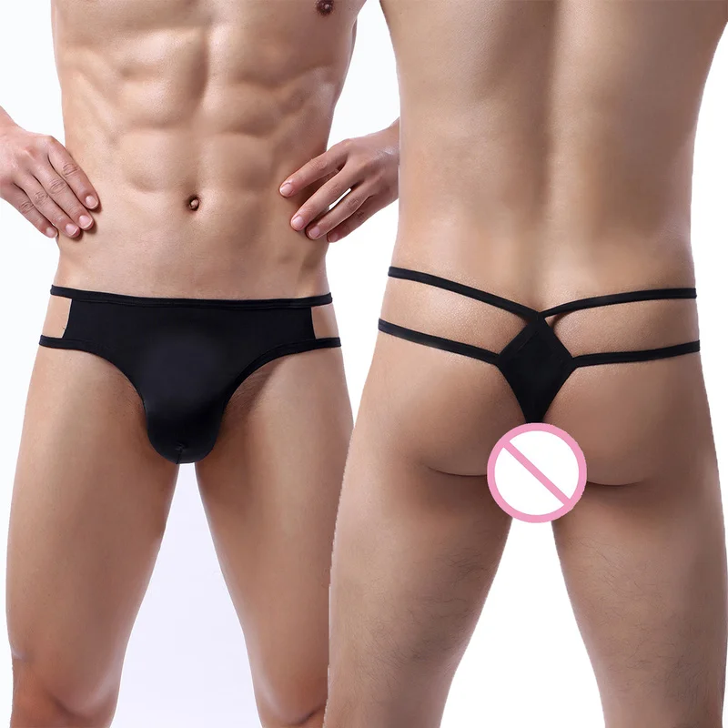 Sexy Men Thong G-string Jockstrap Ice Silk Ultra-thin Underwear Cueca Erotic Transparent Slip Homme Gay Panties Bikini Tanga