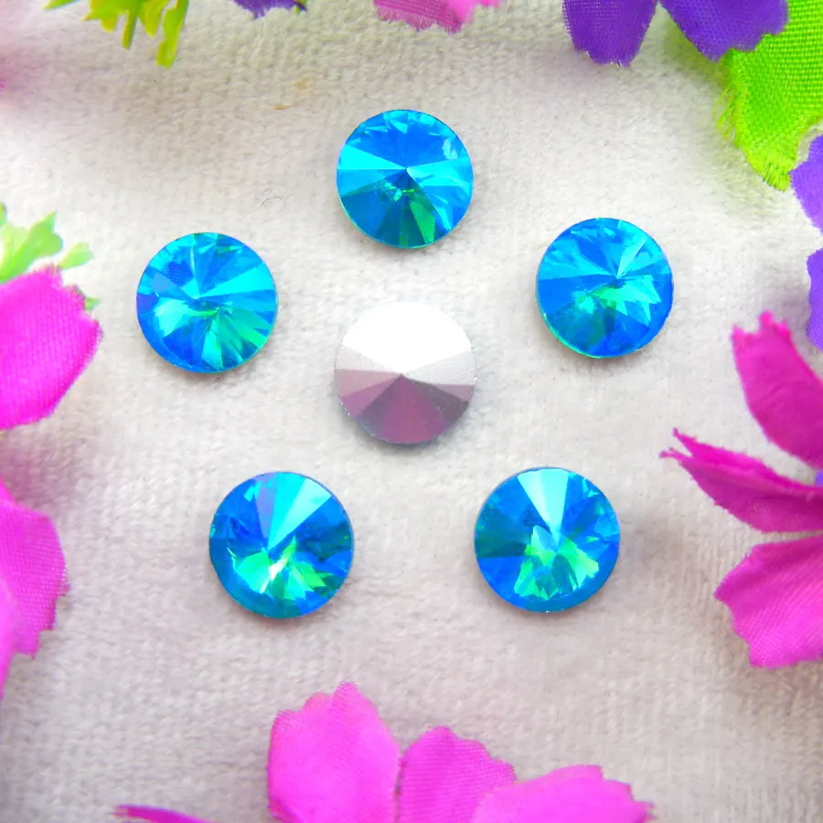 AB Farben 6mm 8mm 10mm 12mm 14mm 16mm 18mm Rivoli Runde Glas-Kristall Aufklebe-Strassperlen Zubehör DIY Verzierung – Detail 15