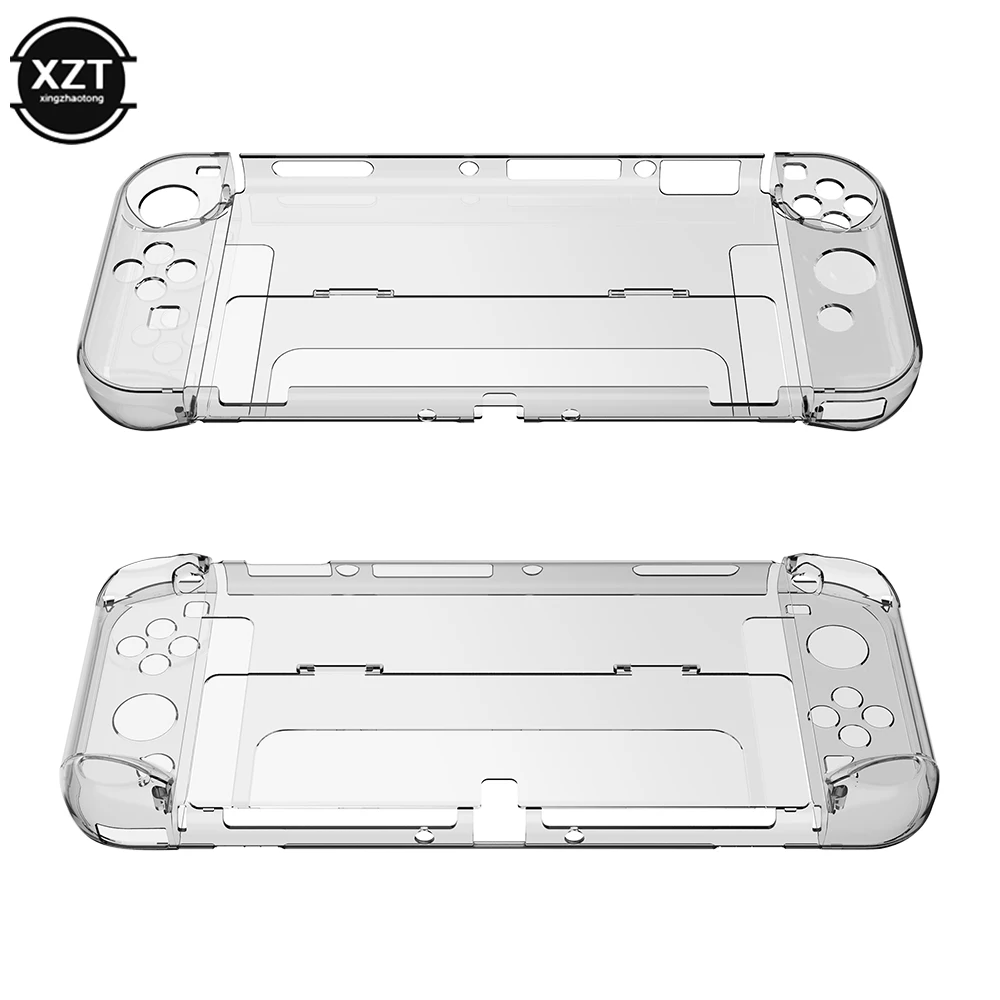 Novo Crystal Clear Console Shell Capa Silicone Nintendo Switch OLED Transparente Protetora Flip Caso Anti-queda Shockproof Guard