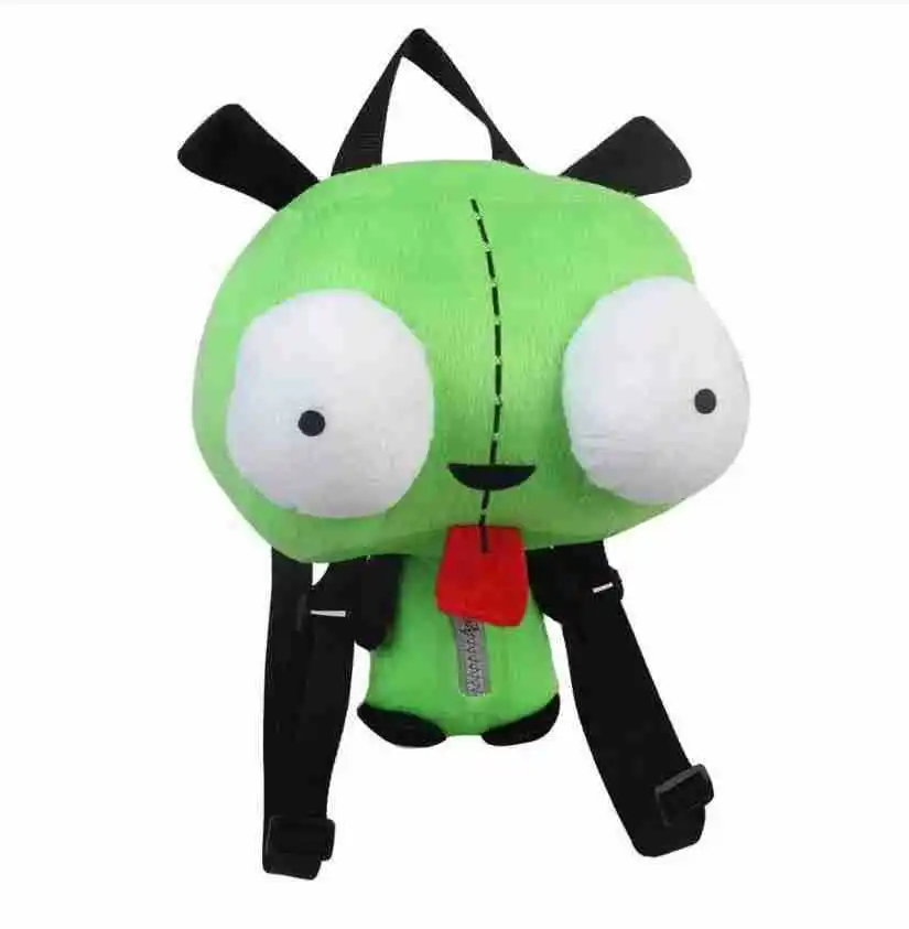 ใหม่ Alien Invader Zim 3D ตาหุ่นยนต์ Gir Cute ตุ๊กตาตุ๊กตา Plush กระเป๋าเป้สะพายหลังสีเขียวคริสต์มาสของขวัญ14นิ้วตุ๊กตาของเล่น