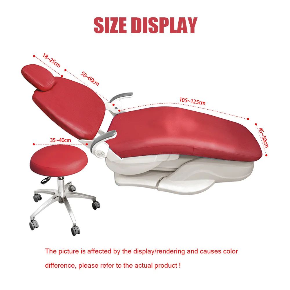 Dental PU Leather Unit Dental Chair Seat Cover Chair Cover Elastic Waterproof Protective Case Protector Dentist Equipment 1 Set