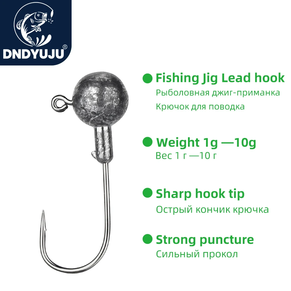 DNDYUJU 10pcs 1g 2g 3g 3.5g 4g 5g 6g 7g 8g 9g 10g Crank Jig Head Hook Fishing Hook Head Jig Lure Hard Bait Soft Worm Jig Hook