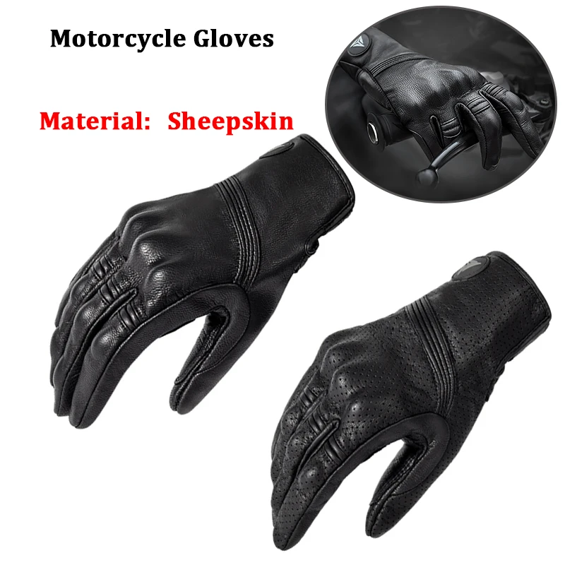 MOTOWOLF Sheepskin Motorcycle Gloves Leather Vintage Riding Moto Protective Biker Male Motorbike Glove Motor Sports Bike Gloves