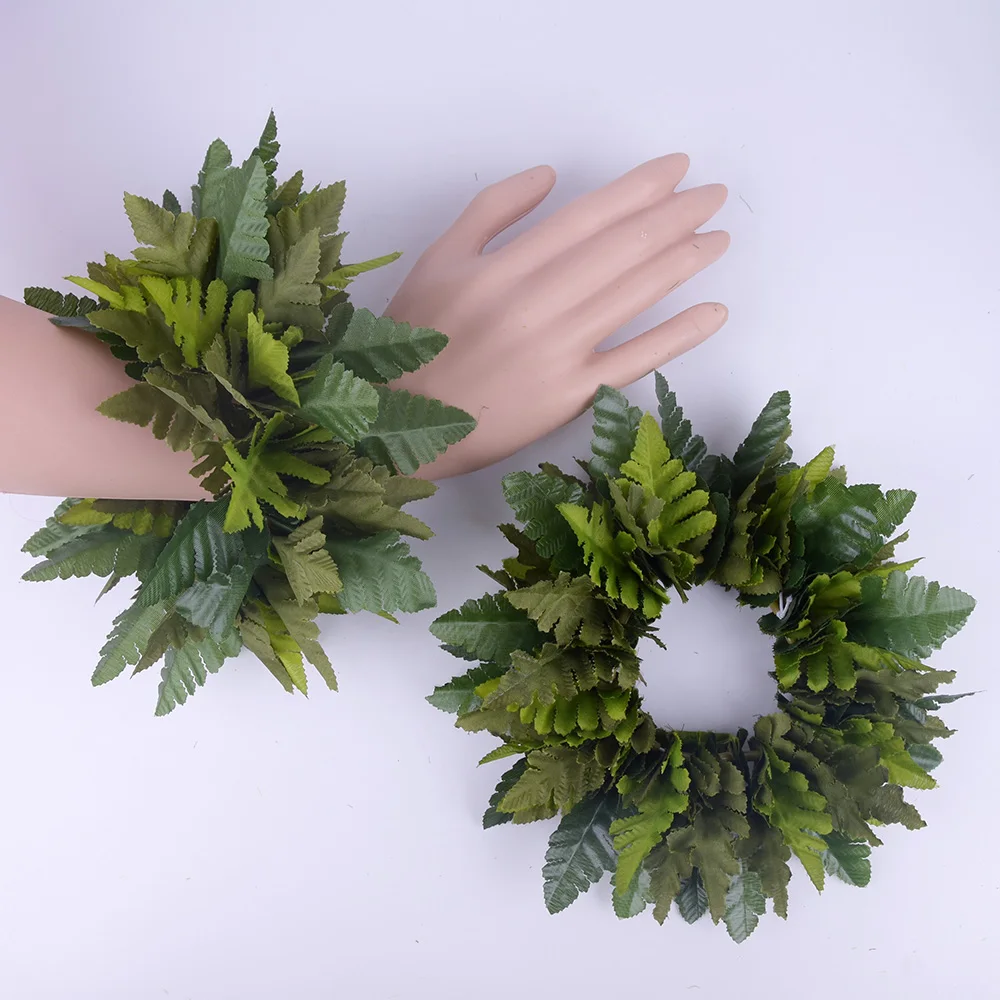 

Free Shipping HC30001C-3 100pcs/lot Artificial Silk Fern Wristlet Women Bracelet Hawaii Dance Party Accessories Wristband