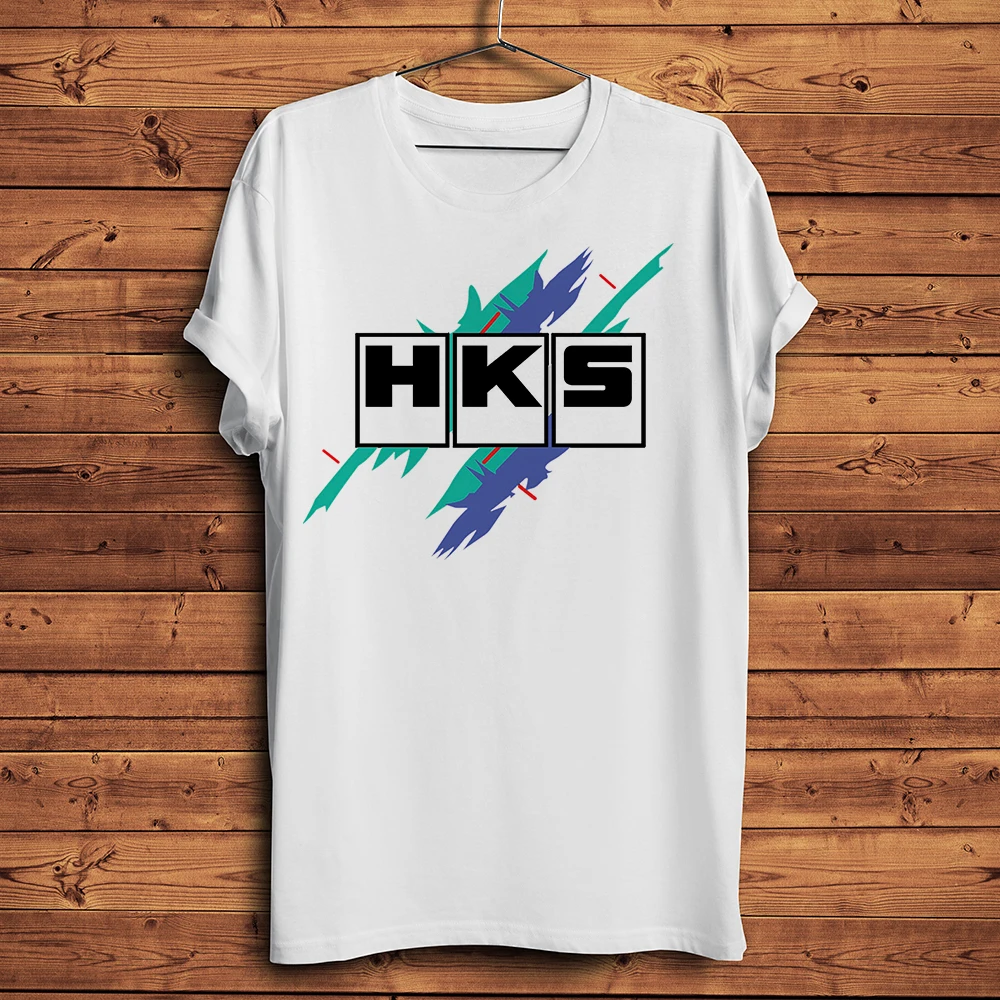 letter HKS print jdm funny tshirt Men summer new White Casual short sleeve T Shirt Unisex streetwear tee