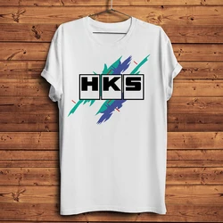 Camiseta divertida con estampado de letras HKS jdm para hombre, camisa de manga corta informal en blanco, ropa de calle Unisex, novedad de verano