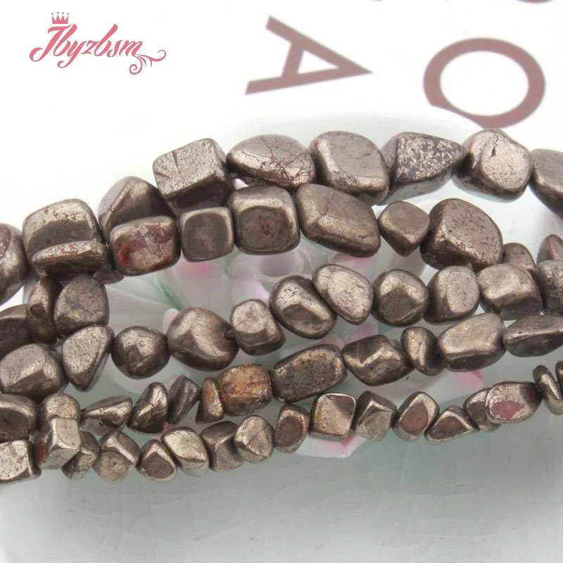 3-5,5-8,7-8mm Freeform Pyrite Silvers Gray Loose Beads Natural Stone Beads For DIY Necklace Bracelets Jewelry Making Strand 15\