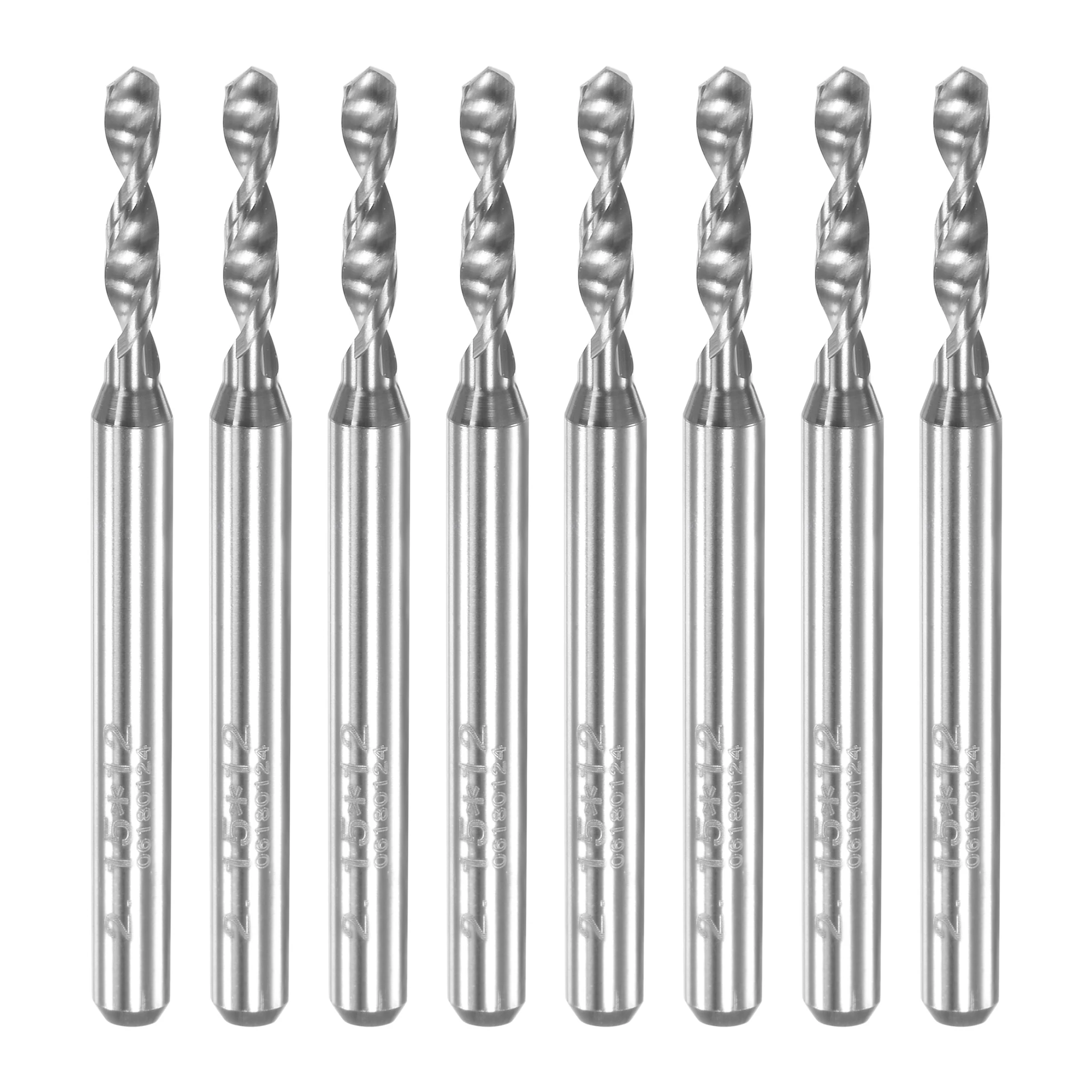 Uxcell-Flauta espiral de carburo de tungsteno, vástago de 1/8 ", placa de circuito, broca PCB, 8 piezas