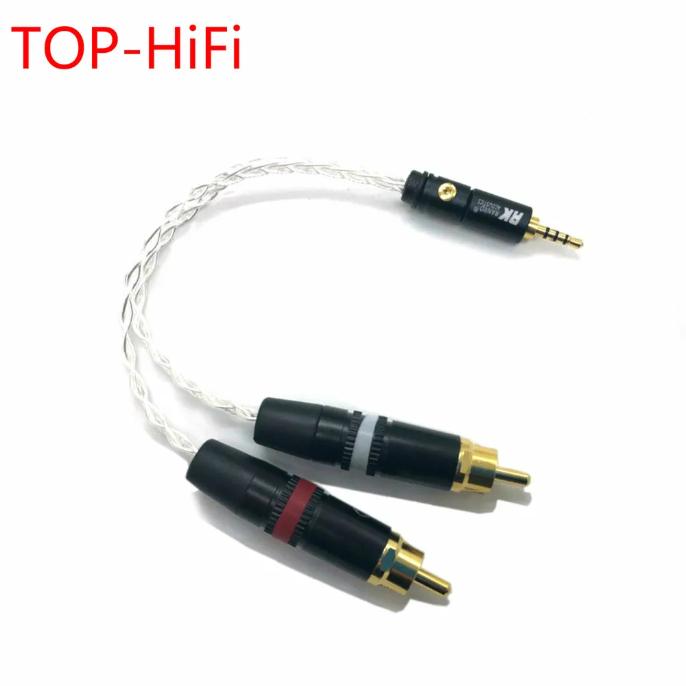 

TOP-HiFi 2.5mm TRRS/4.4mm Balanced Male to 2 RCA Male Audio Adapter Cable 7N OCC Copper Silver plated Audio Cable