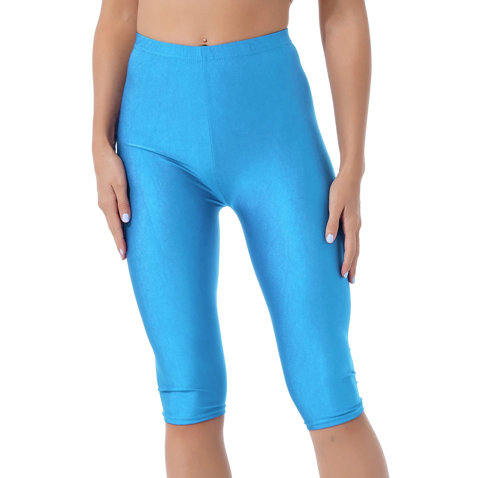 TiaoBug-Leggings elásticos para mujer, pantalones largos hasta la pantorrilla, Color puro, para Yoga, baile, Fitness, correr, cintura ajustada