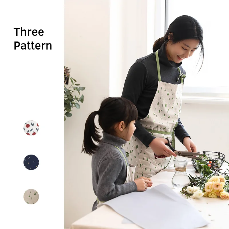 Japanese Style Cotton Printed Apron Household Kitchen Parent-child Children Baking Cartoon Waist