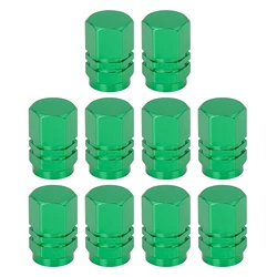 X Autohaux Green Tire Stem Valve Caps Wheel Valve Covers Car Dustproof Hexagon Shape Aluminium Alloy Tire Cap