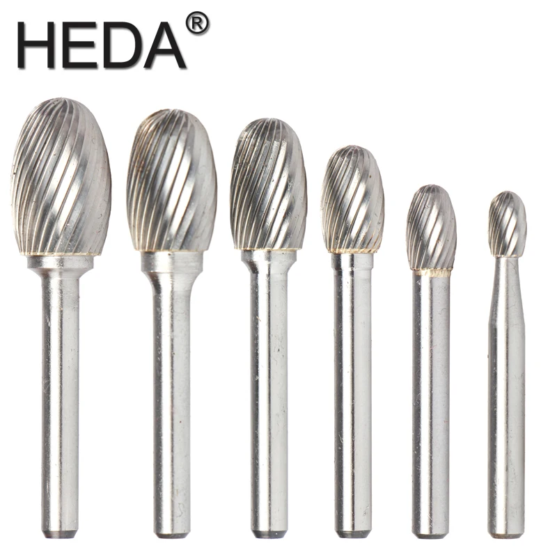E-series 6Pcs fresa in carburo di tungsteno fresa per File rotante officina utensili a mano Set teste per utensili per incisione per rettifica intaglio del legno in metallo