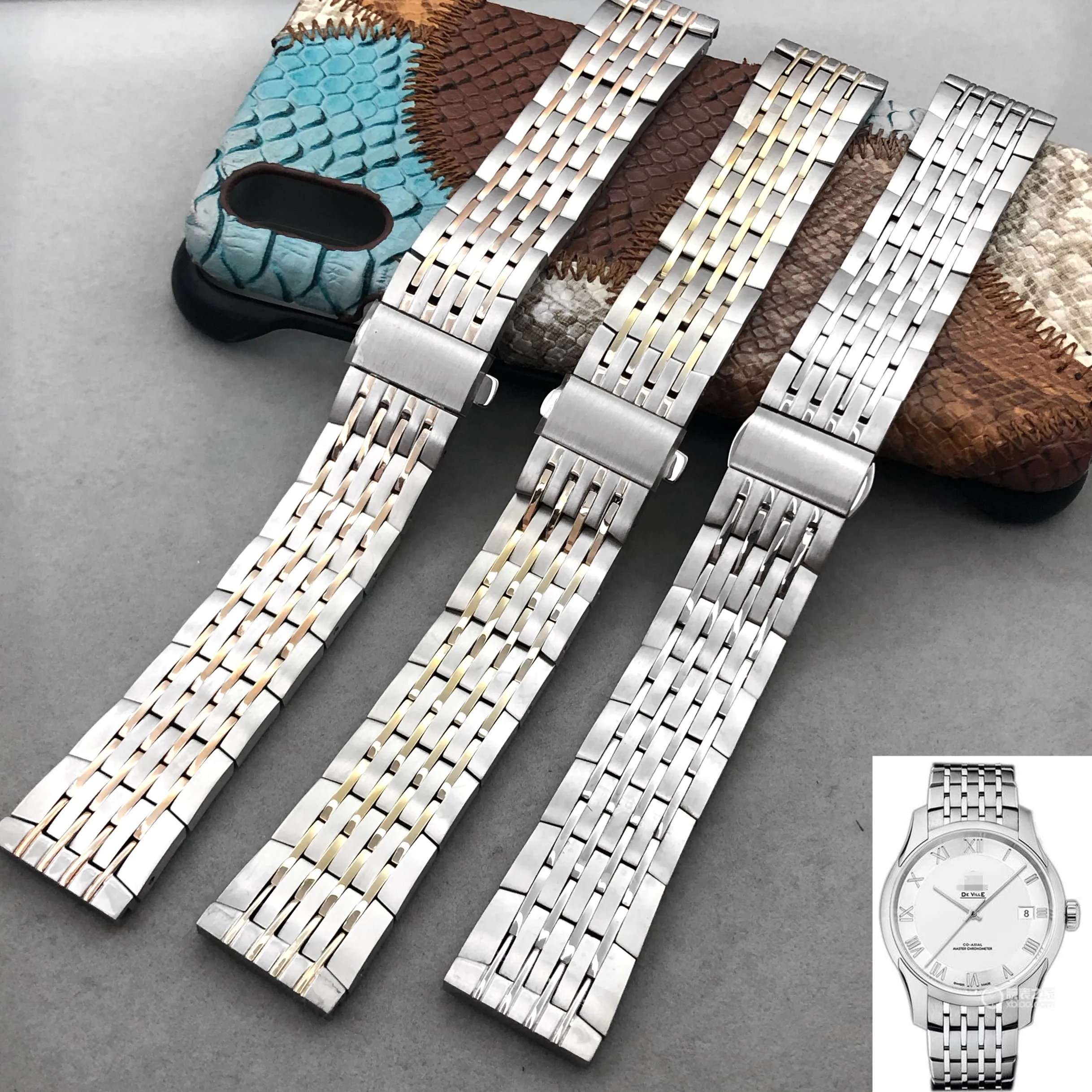 

Fine steel watch steel band 20mm suitable for Omega Butterfly fly watch band steel band Omega hour vision 431 433 bright blue