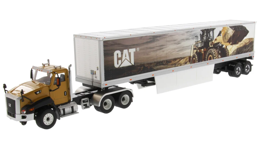 

НОВАЯ литая модель грузовика DM 1/50 в масштабе Cat CT660, дневная кабина с гусеничной росписью, сухая фургон, грузовик для транспортировки, серия 85666