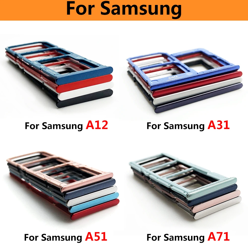 5Pcs/Lot，NEW For Samsung A12 A31 A51 A71 Repair SIM Card Tray chip Slot Holder Replacement Part Dual Card + Pin