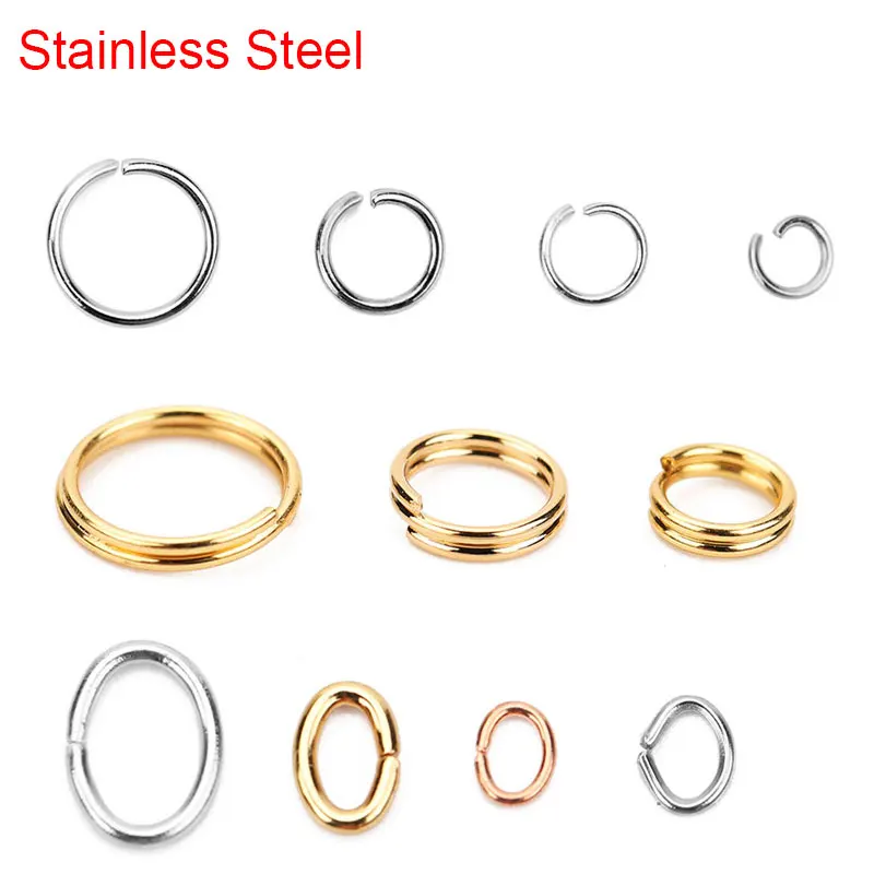 100pcs Stainless Steel Open Jump Rings Bulk Golden Color Double Loop Oval Split Rings Connectors For Diy Jewelry Making Supplies