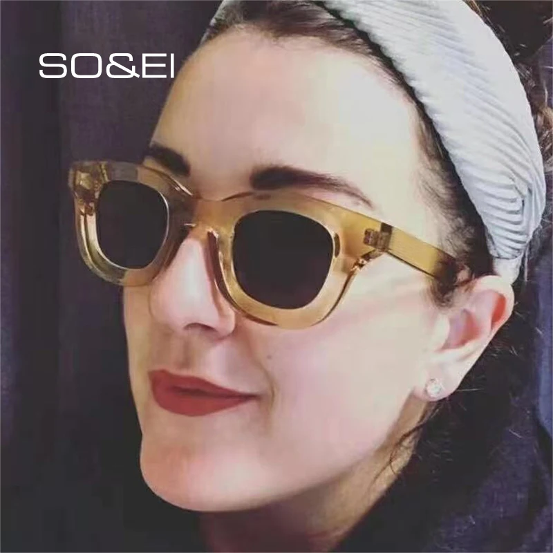 SO&EI Ins Popular Fashion Round Colorful Women Sunglasses Retro Trending Jelly Color Eyewear Shades UV400 Men Sun Glasses