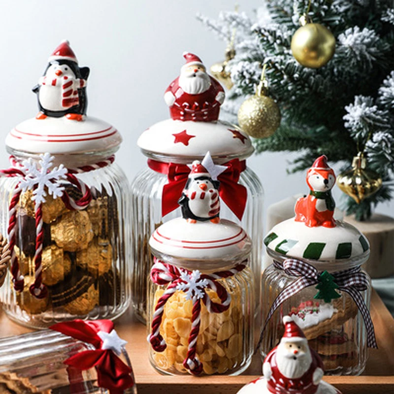 

Sealed Jar Cute Snowman Airtight Canister Kitchen Food Dried Fruit Tea Candy Jars Orgnizer Food Storage Bottles Christmas Gift