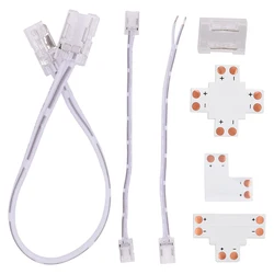 LED Connector 2pin 5V 12V 24V Solderless Clips For 8mm 10mm PCB Single Color 5050 2835 LED Tape Light Strip to Wire Connectors